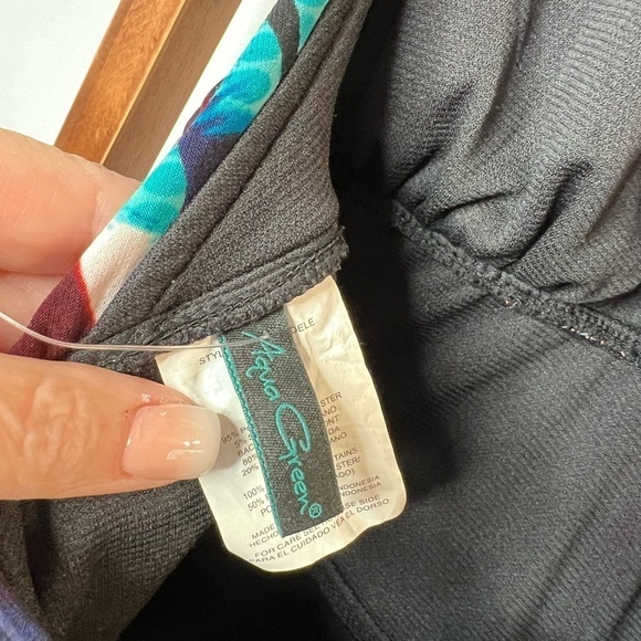 AQUA GREEN Women's Over The Shoulder Gathered Waist One Piece Swimsuit - Picture 5 of 7